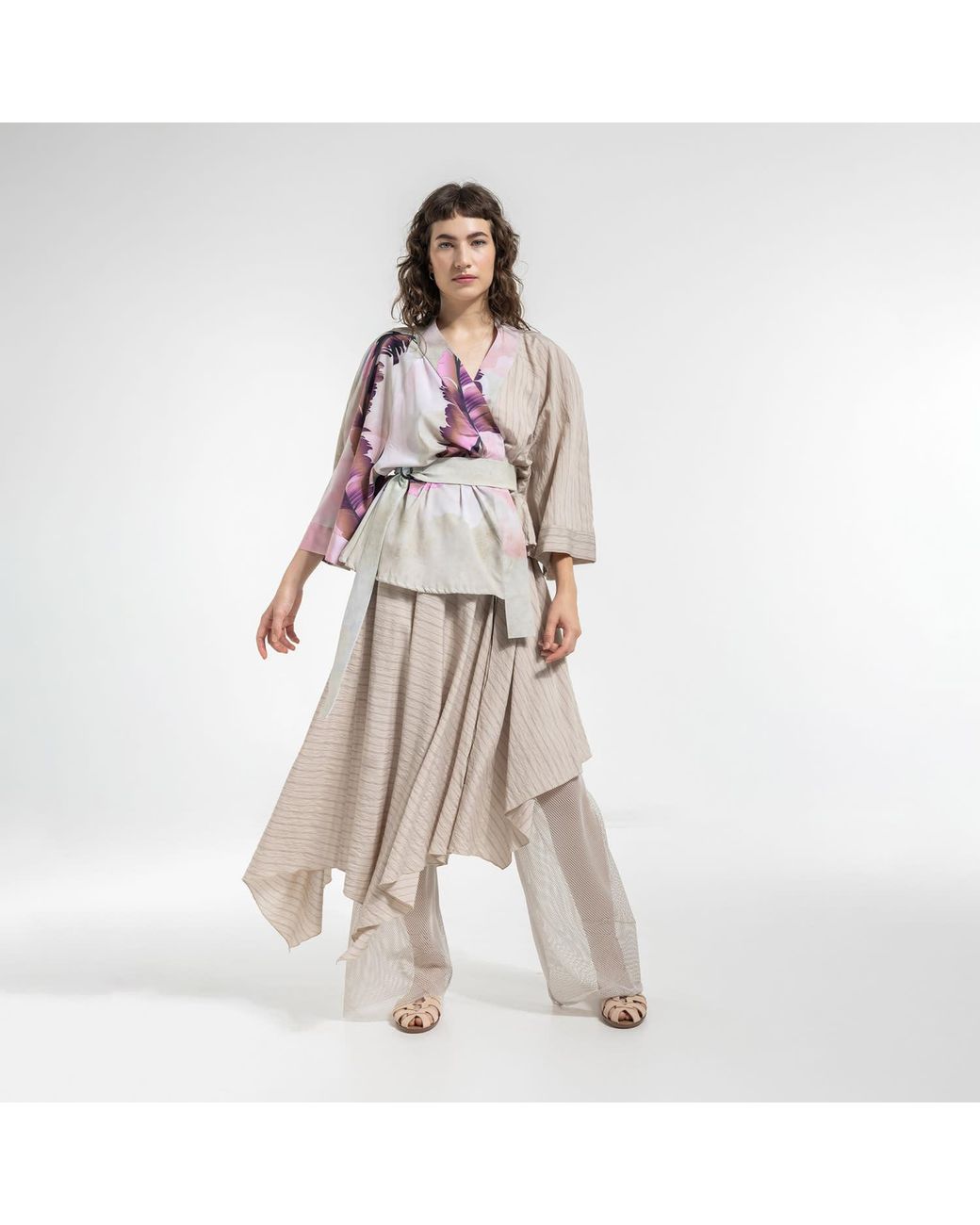 ARTISTA Natural Neutrals Move Asymmetric Midi Skirt