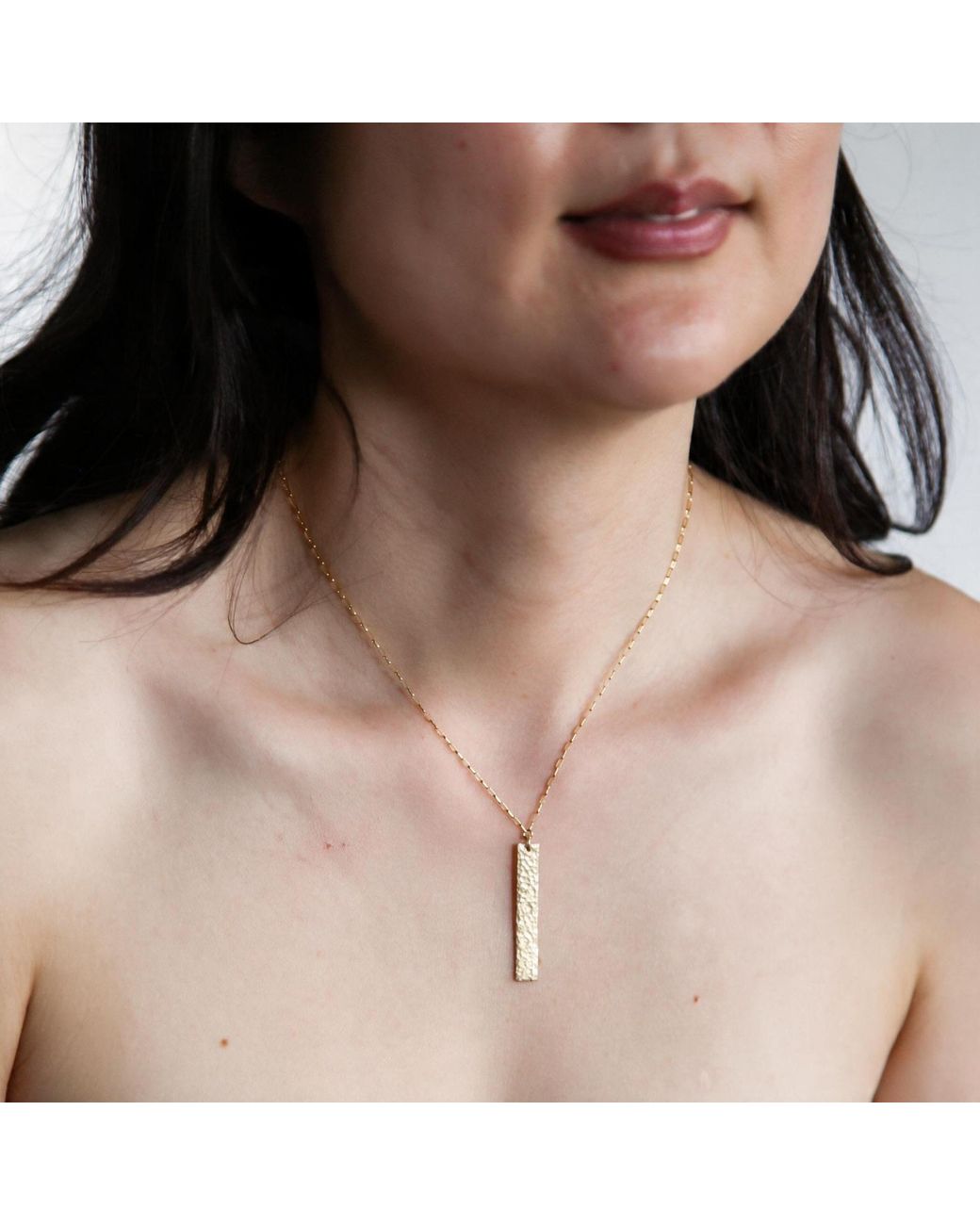 Heather Hawkins Jewelry Metallic Hand Hammered Bar Necklace