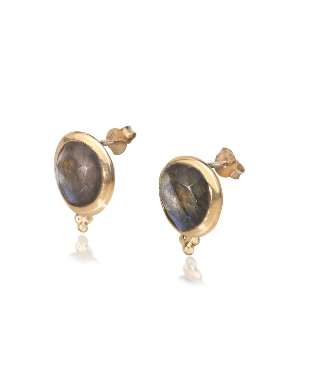 The Jewellery Store London Metallic Labradorite 'You Are Loved' Stud Earrings