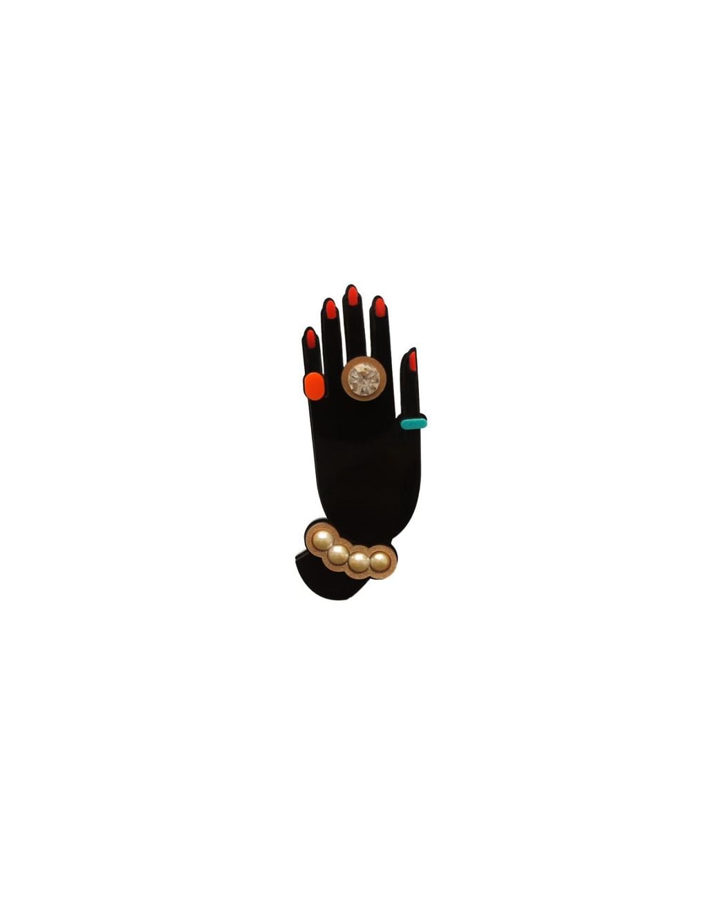 Gissa Bicalho Black Handmade Acrylic Brooch Hand