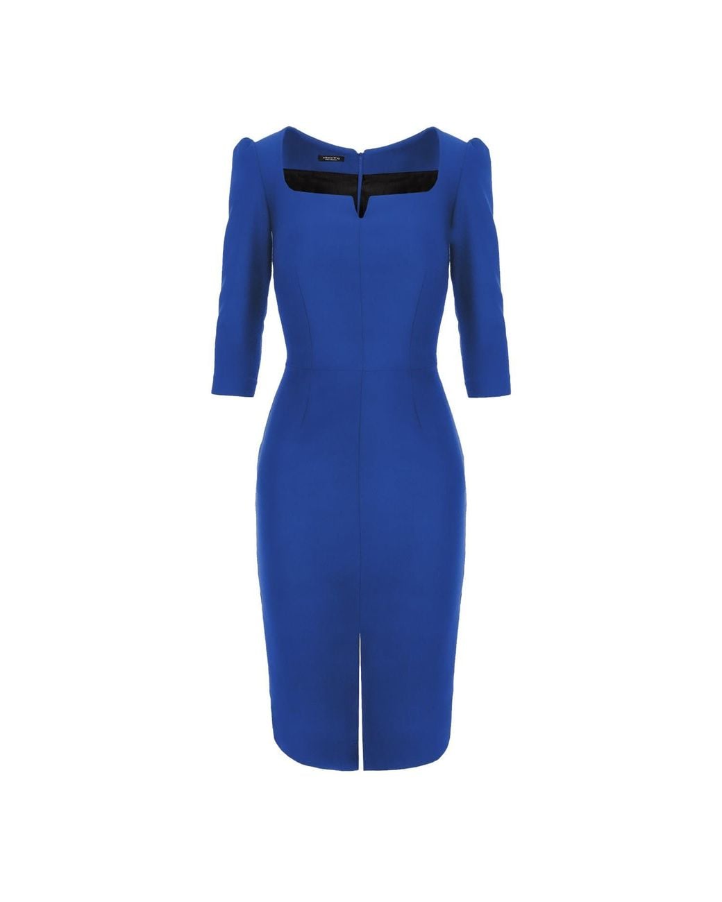 AVENUE No.29 Blue Rounded Neckline Midi Dress With Front Slit