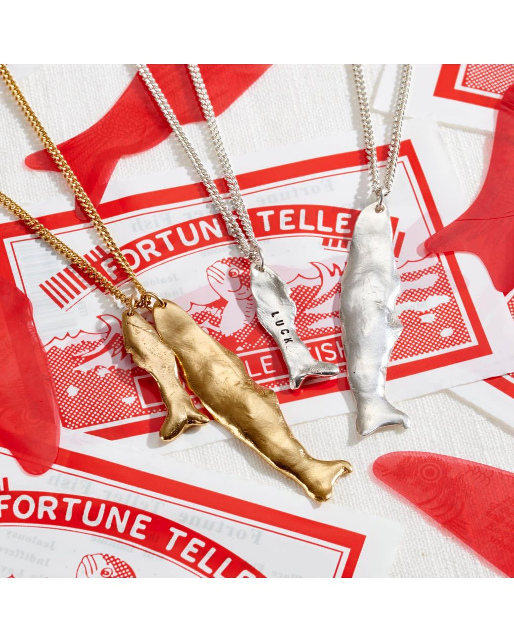 Posh Totty Designs Metallic Fortune And Luck Fortune Fish Pendant Necklace for men