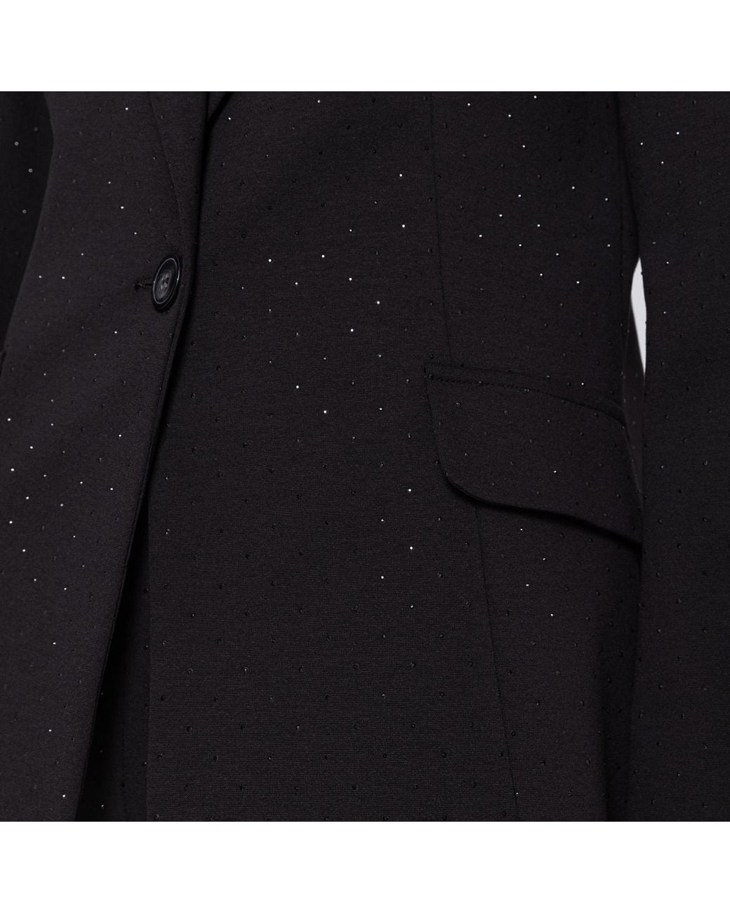 Nissa Black Crystal-Embellished Fitted Blazer