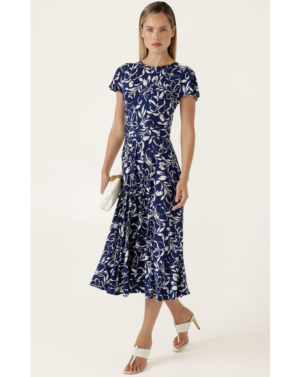 SACHA DRAKE Blue Reverse Wrap Midi Dress