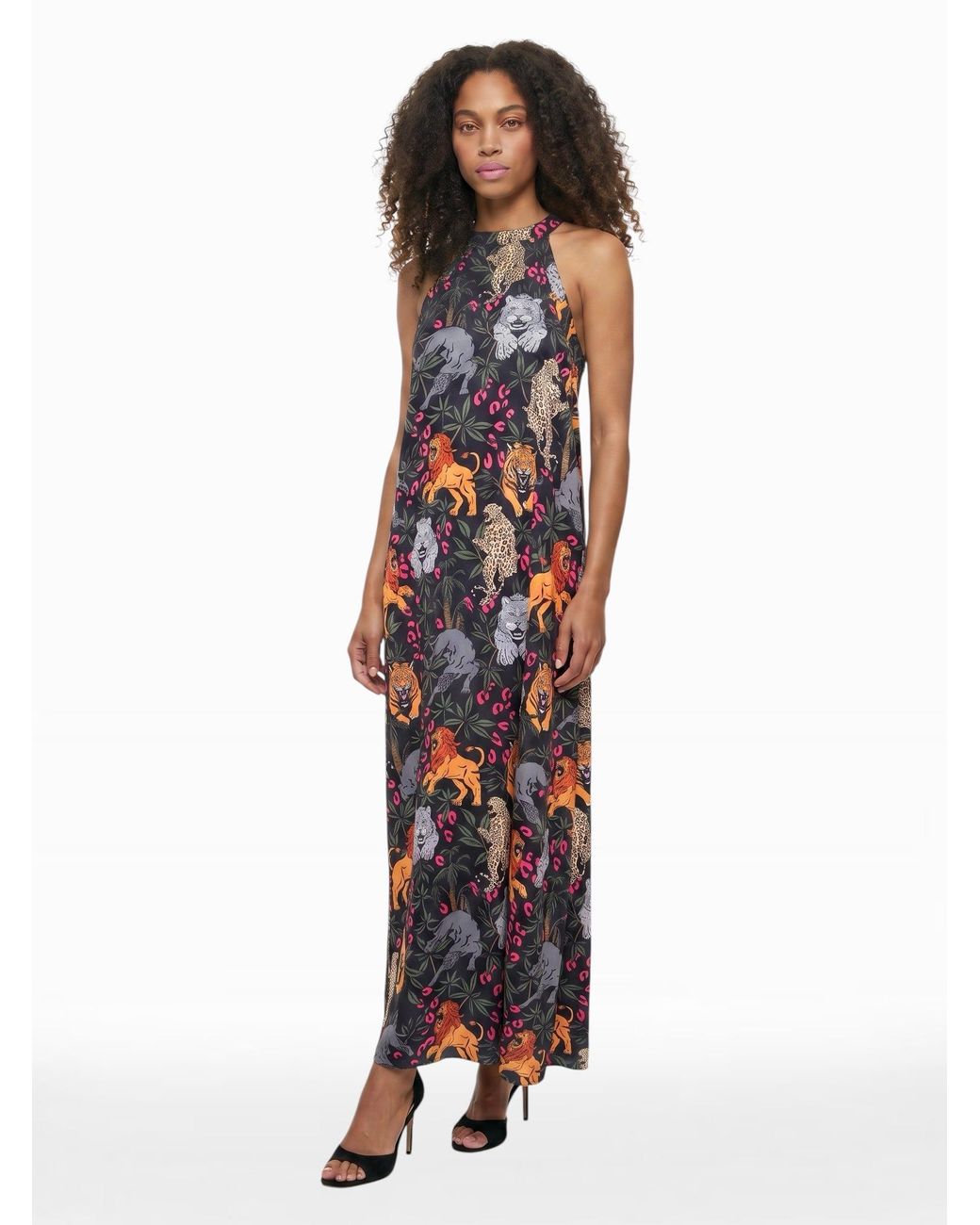 Any Old Iron White Big Cats Halter Dress