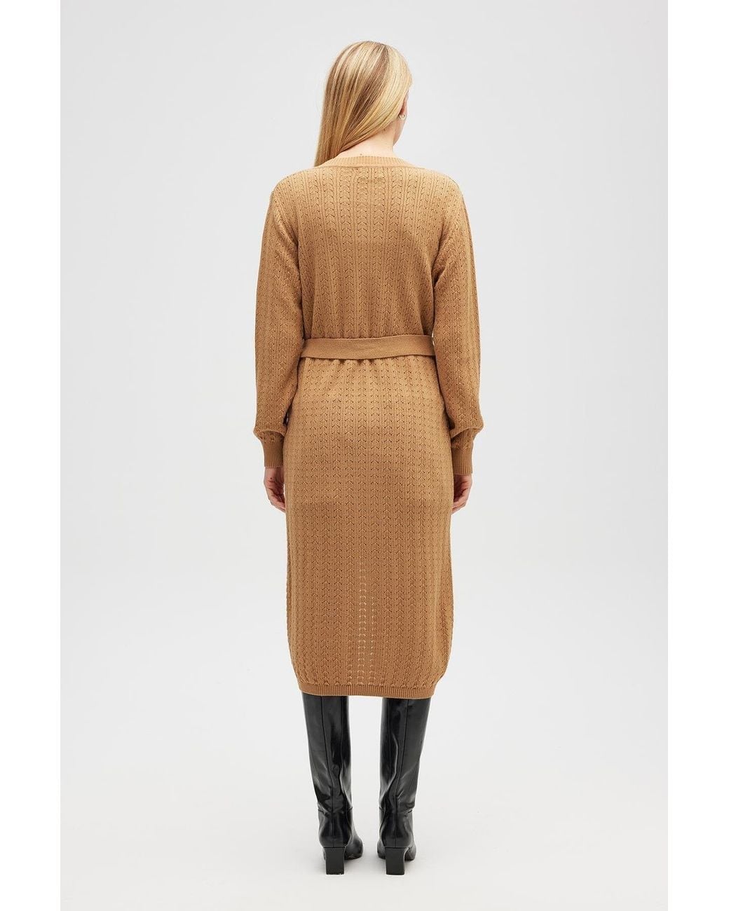Peraluna Natural Zeyna Openwork Long Cardigan
