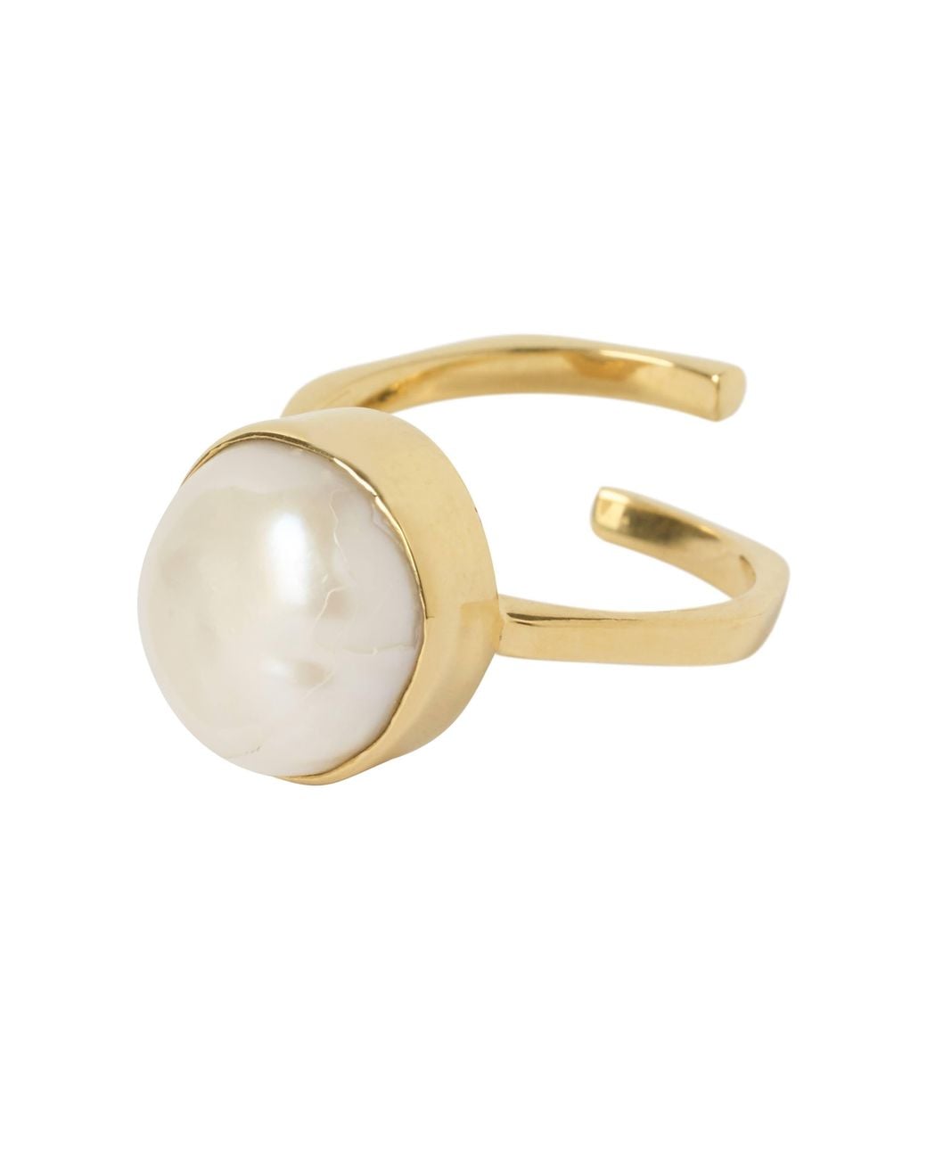YAA YAA LONDON Metallic Quiet Luxury Adjustable Pearl Ring