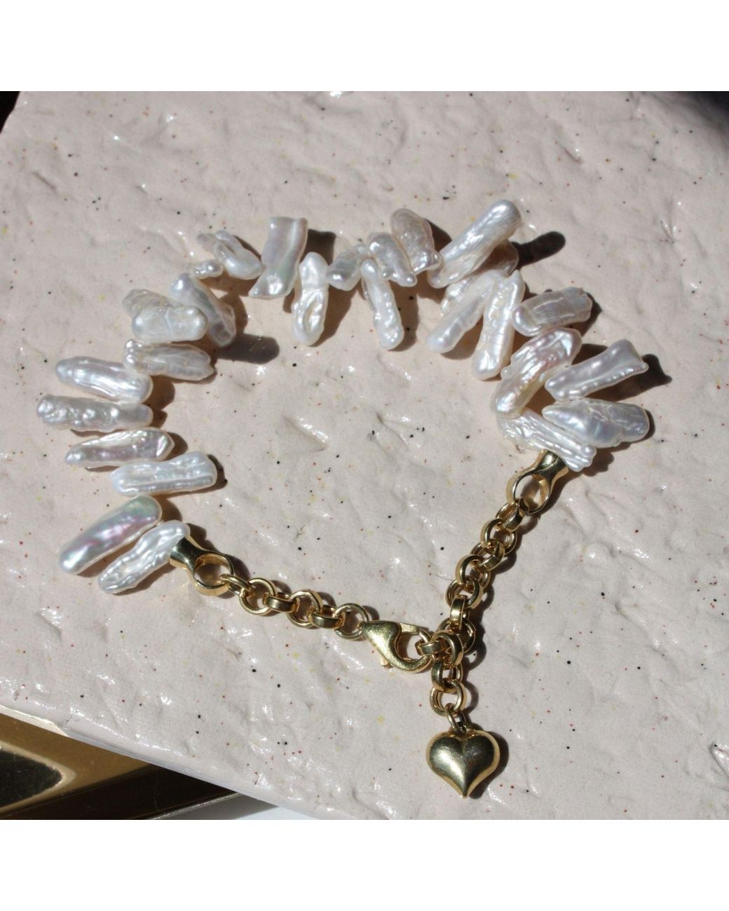 LINYA JEWELLERY White Asymmetrical Baroque Pearl Bracelet