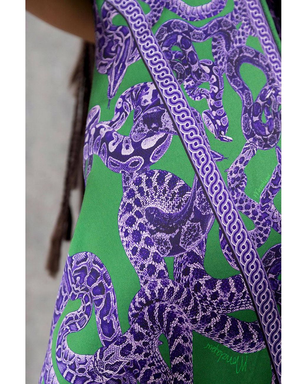Monzlapur New York Blue Silk Snake Scarf Dress