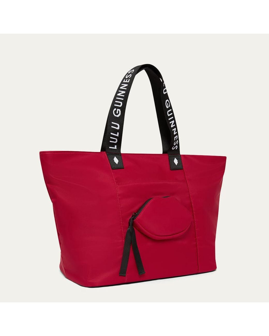 Lulu Guinness Red Lulu Nylon Macy Tote Bag