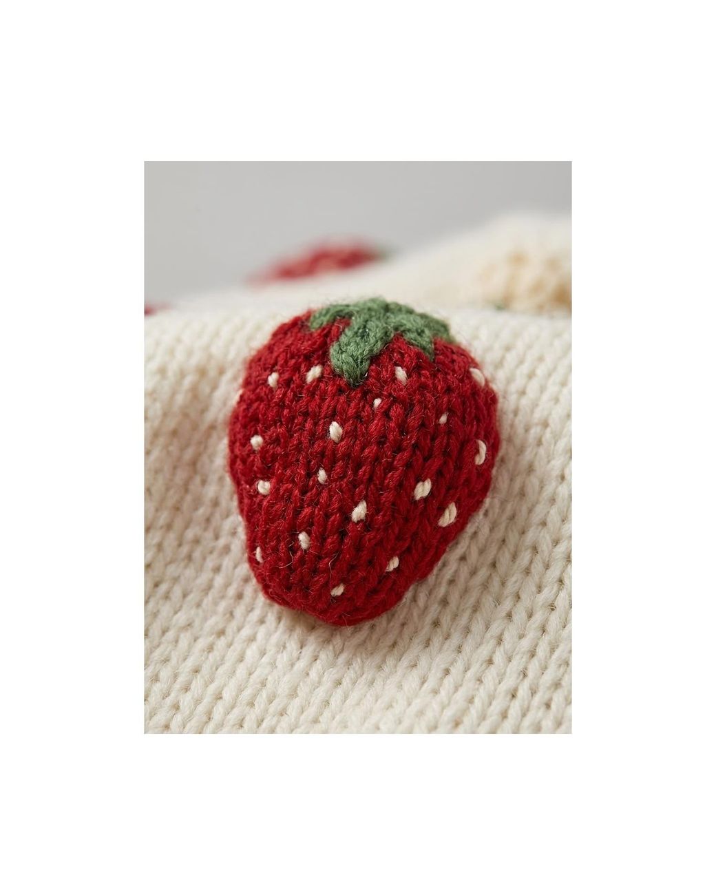 Ana Chic Red Neutrals Burgundy Trim Strawberry Handmade Knitted Cardigan
