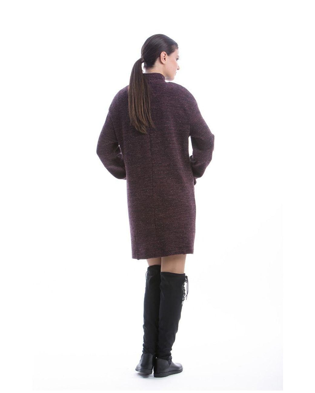 Conquista Purple Coat With Stand Up Collar