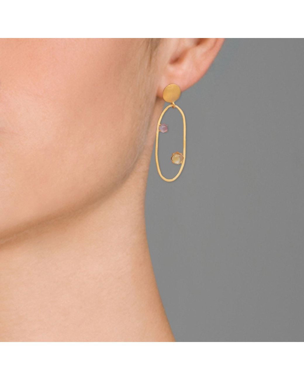 Genevive Jewelry Metallic Overlay Cubic Zirconia Accent Open Circle Earrings