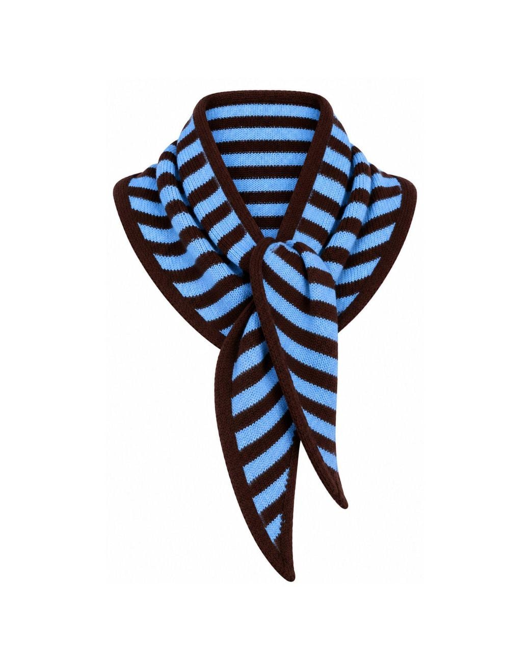 Luella Fashion Blue Cashmere Blend Striped Scarf Chocolate