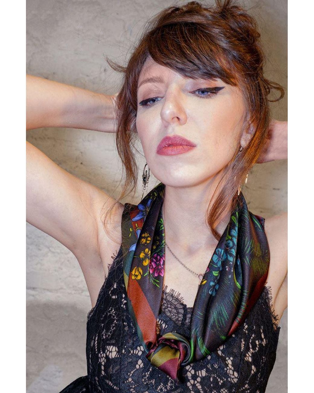 Natalia Petruch Green Mountain Flowers Silk Scarf