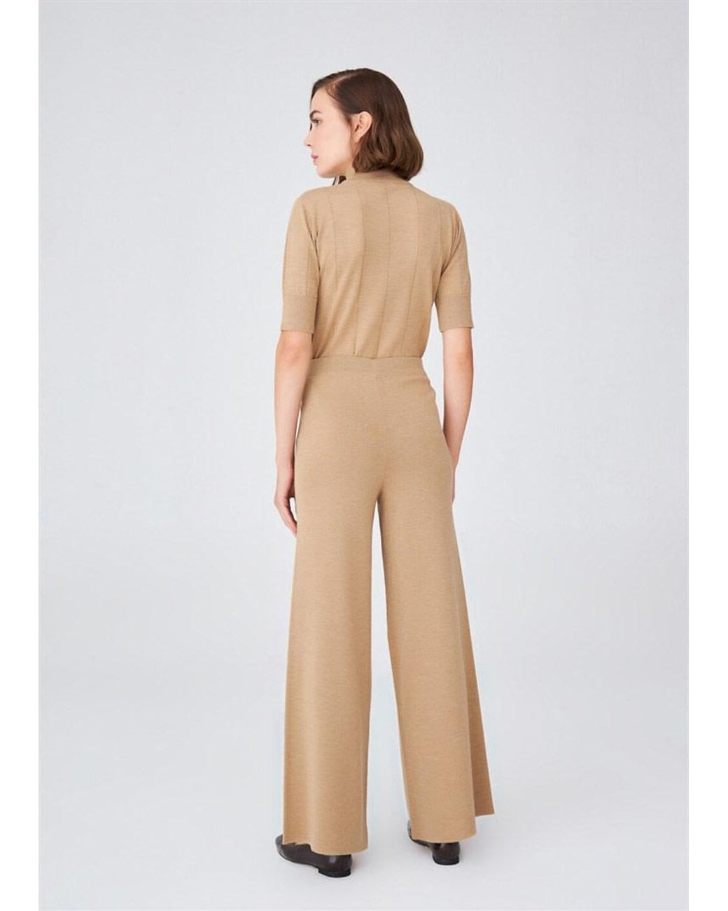 Peraluna Brown Bell Bottom Knit Trousers