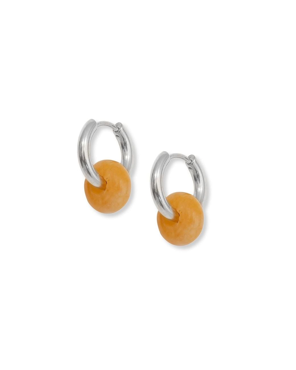 A Weathered Penny Metallic Jade Agate Hoops