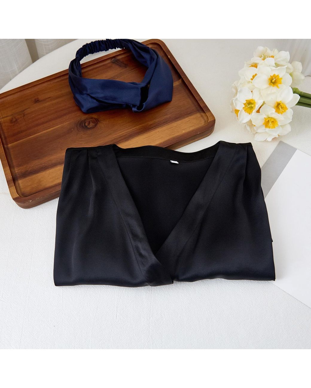 Soft Strokes Silk Black Pure Mulberry Silk Top Regular Fit