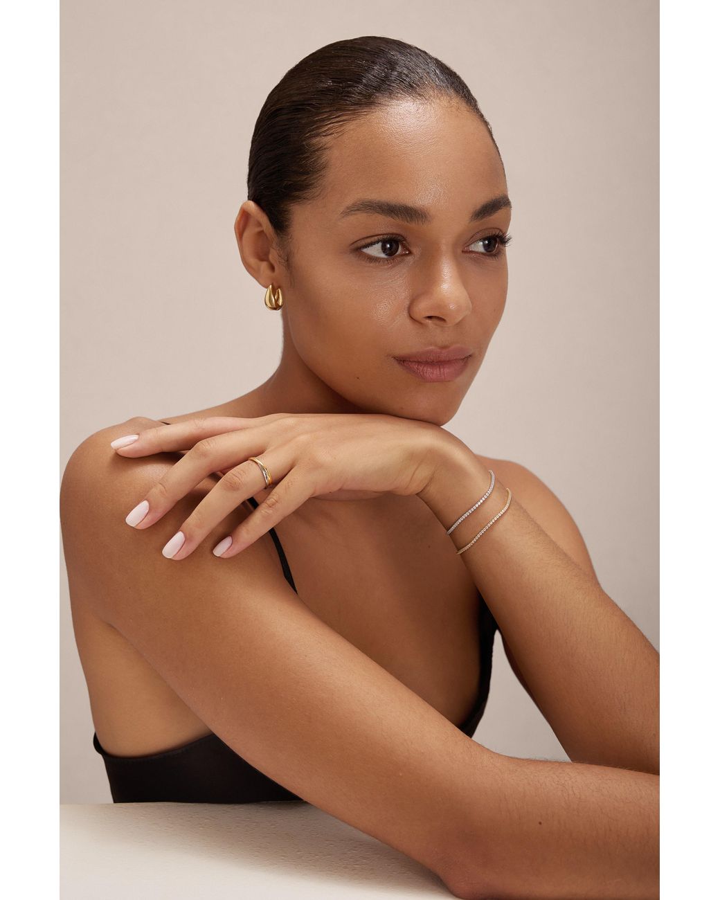 Vanhi Metallic Gia Reversible 2 Tone Chubby Hoop Earrings