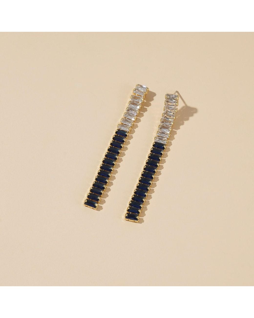 Rare Matters Jewelry Blue Clear Crystal Beam Earrings