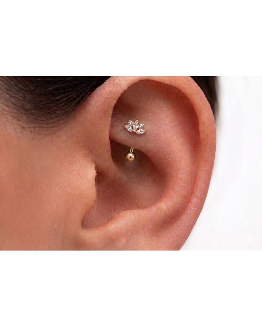 Zahav Jewelry Black 14K Solid 18G 6.5Mm Floral Cartilage Rook Earring