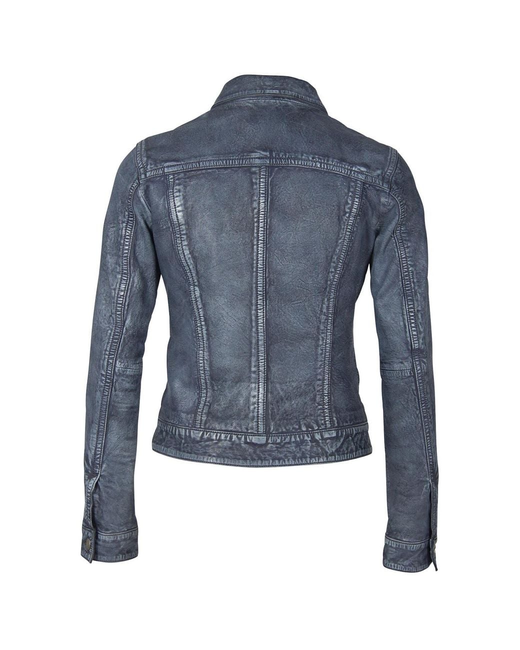 Mauritius Blue Leather Denim Jacket Jessie