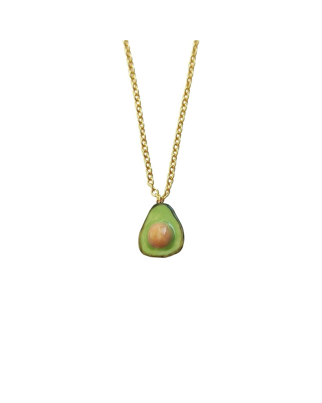 POPORCELAIN Metallic Mini Porcelain Avocado Necklace, Tone