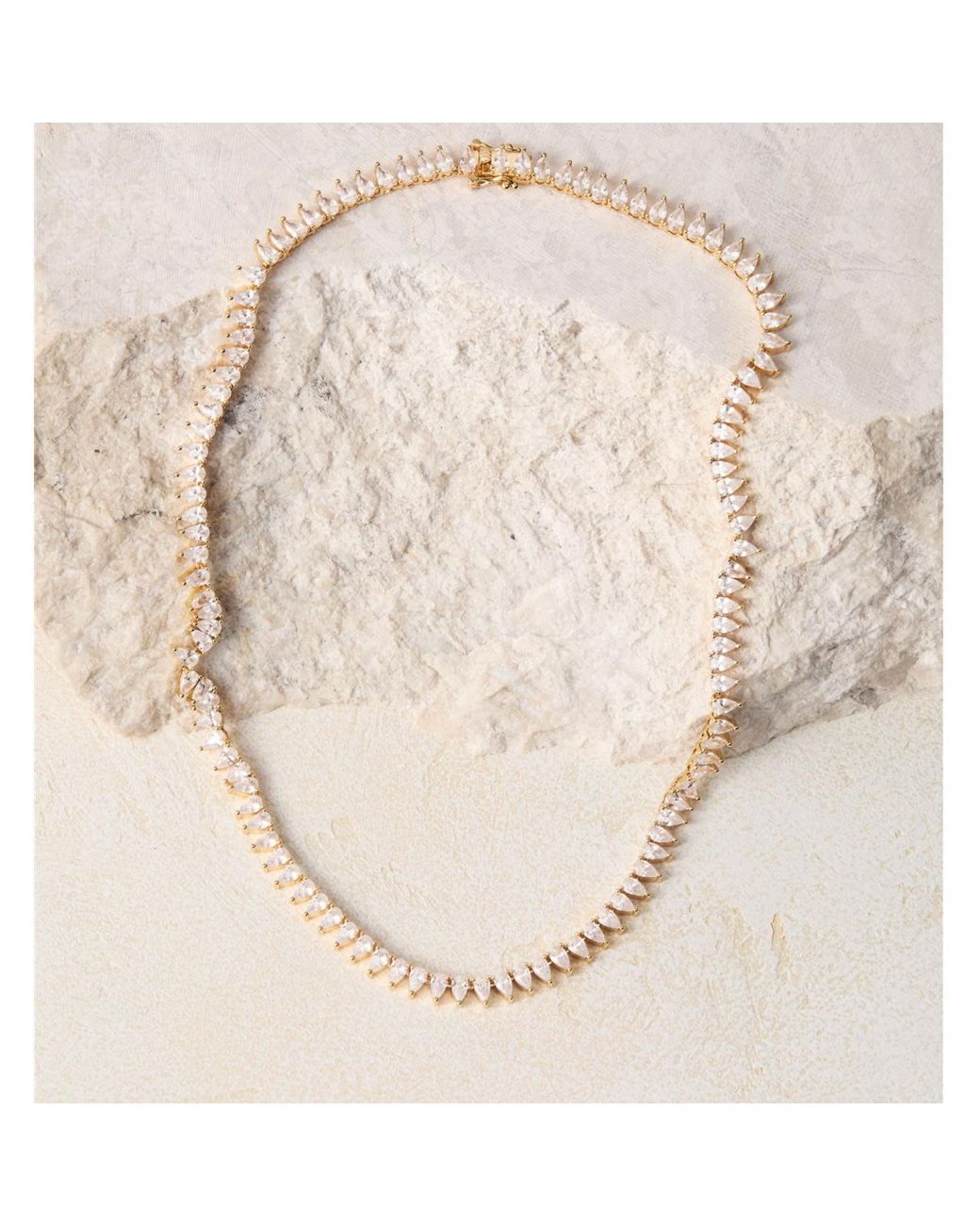 SET & STONES Metallic Teardrop Tennis Necklace