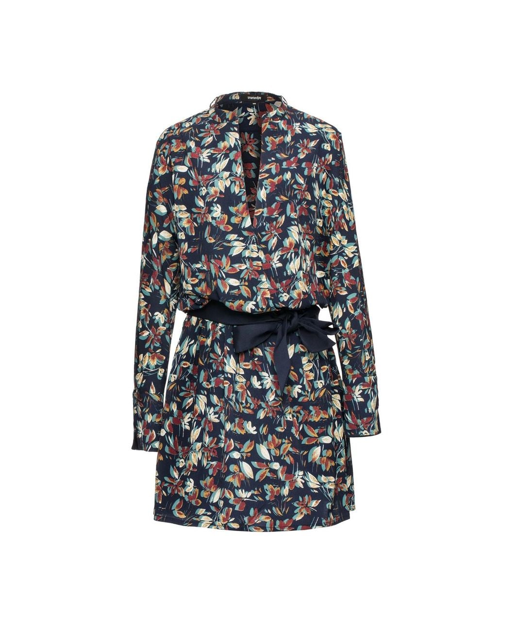 Smart and Joy Black Leaves Print Tunic Dress