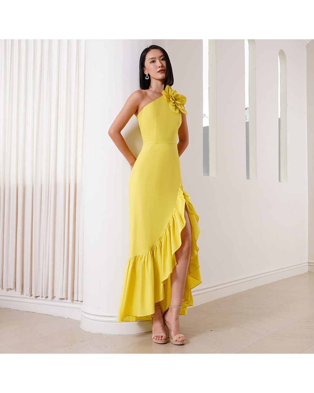 Yumi Kim Yellow Rocky Chartreuse Linen Dress