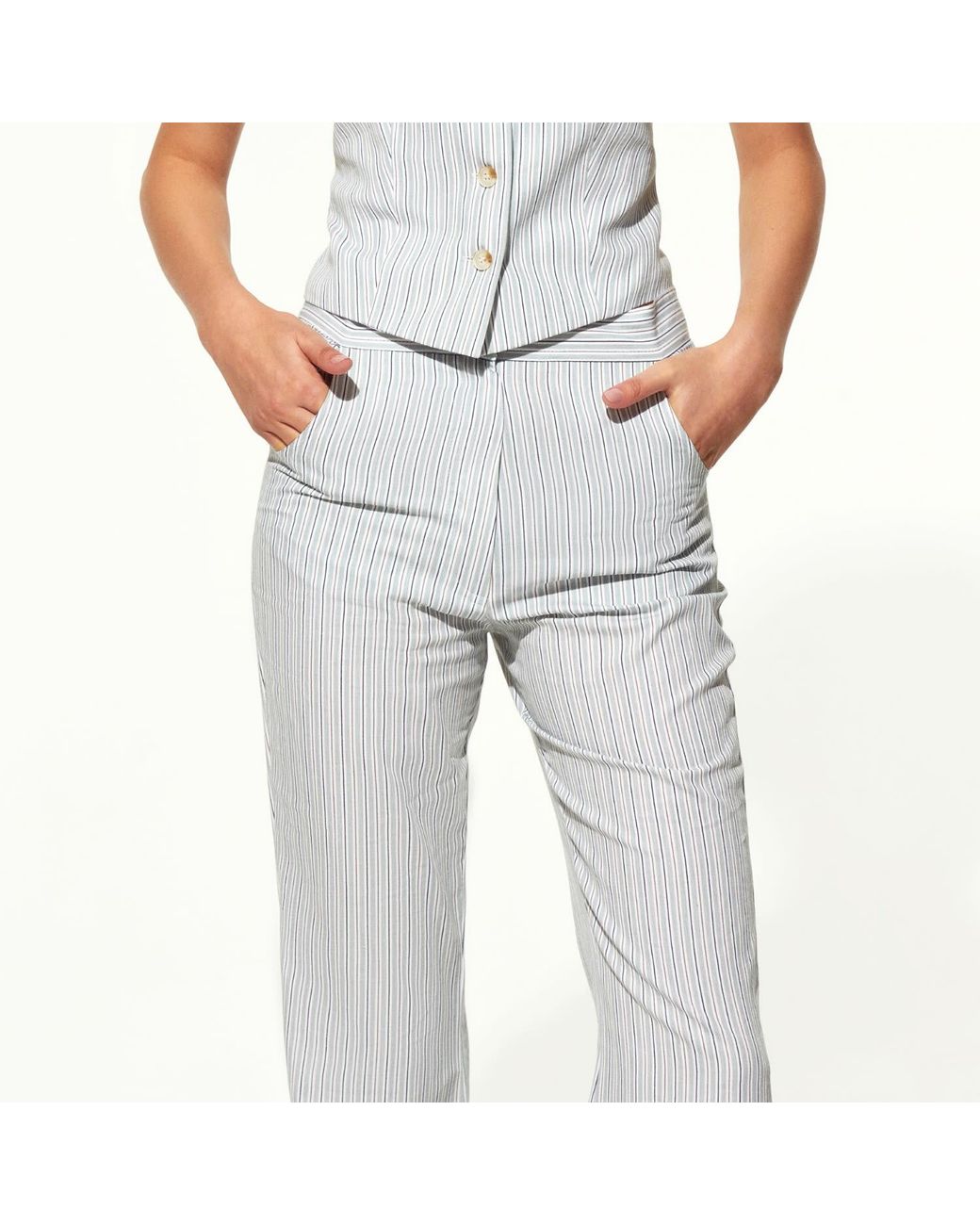NAZLI CEREN Gray Doxy Flared Cotton Trousers