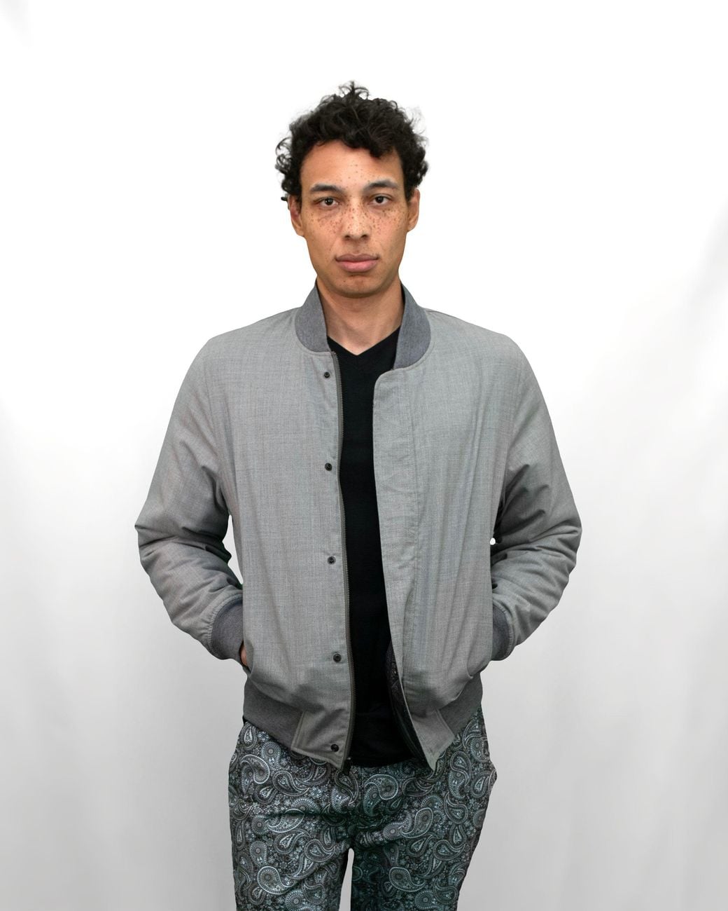 Lords of Harlech Gray Jenkin Reversible Blouson Jacket for men