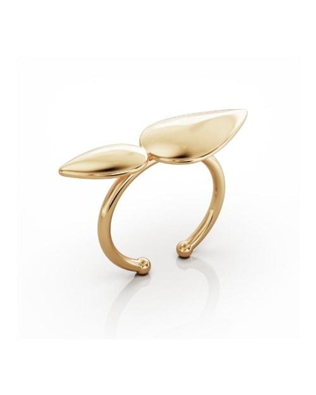 Linda Fiore Metallic Lotus Ring, Large Leaves, Vermeil