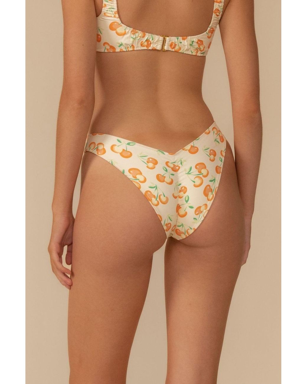 Montce White Cherry Sherbet Lulu Zig-Zag Stitch Bikini Bottom
