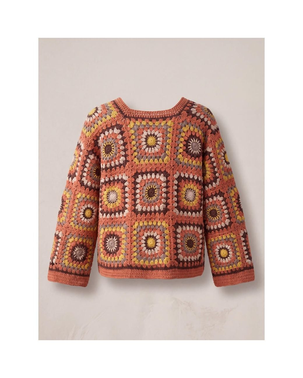 Ana Chic Brown Burnt Sunburst Handmade Crochet Cardigan