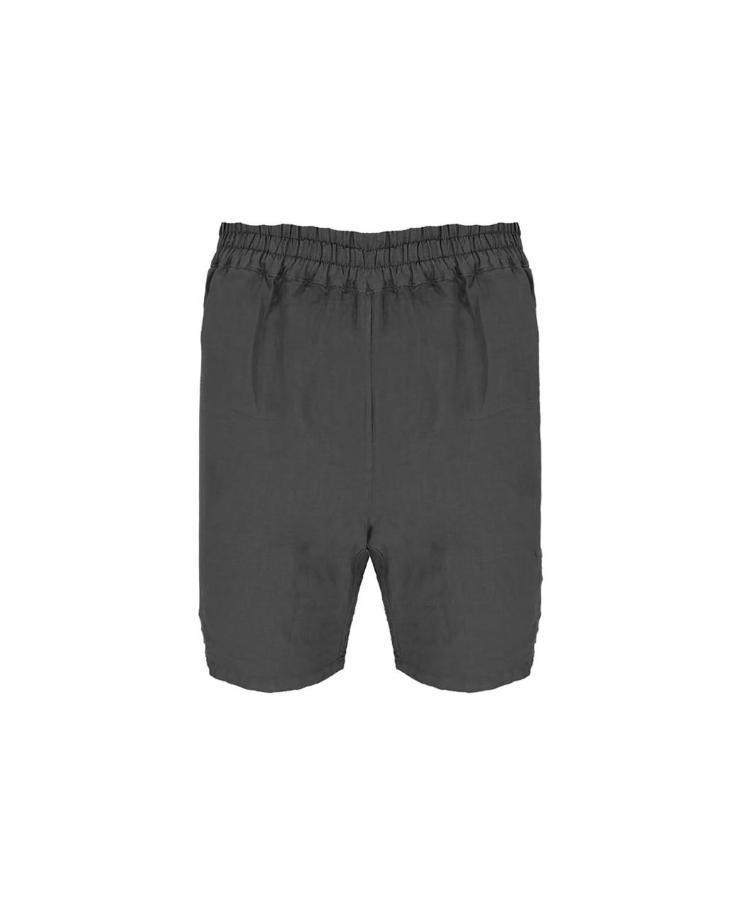 Haris Cotton Gray Linen Bermuda Shorts With Back Pockets And Elastic Waist for men