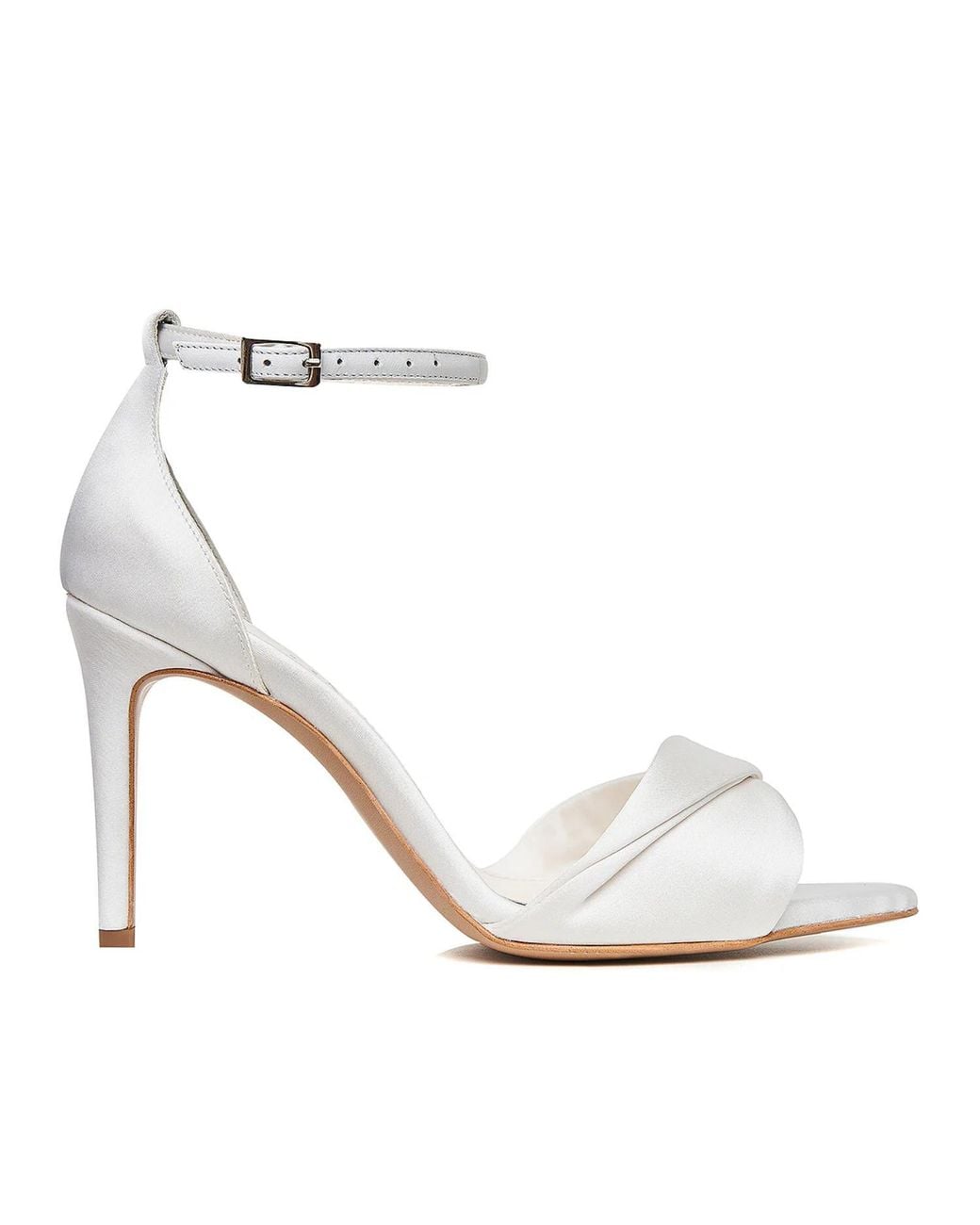 Ginissima White Cleo Satin Sandals, Pointed Toe