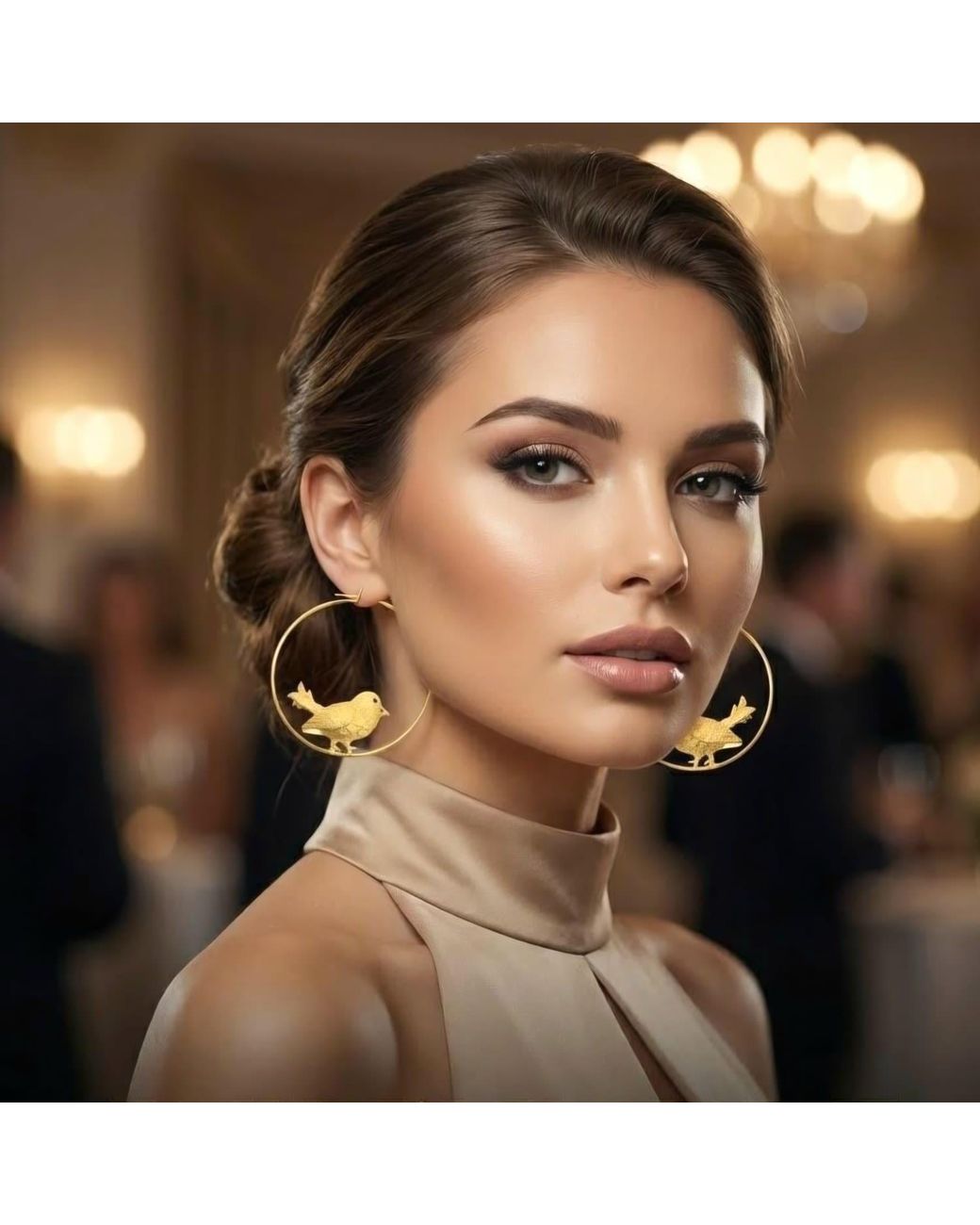 Meraki by Rashmi Bajaj Metallic Song Bird Plated Hoop Earrings