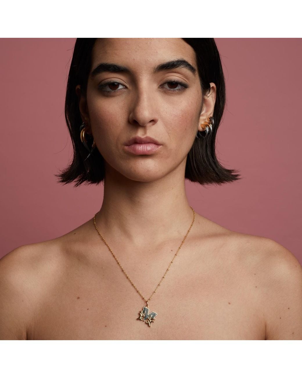 Kasun Metallic Solid Y Initial Necklace With Marble