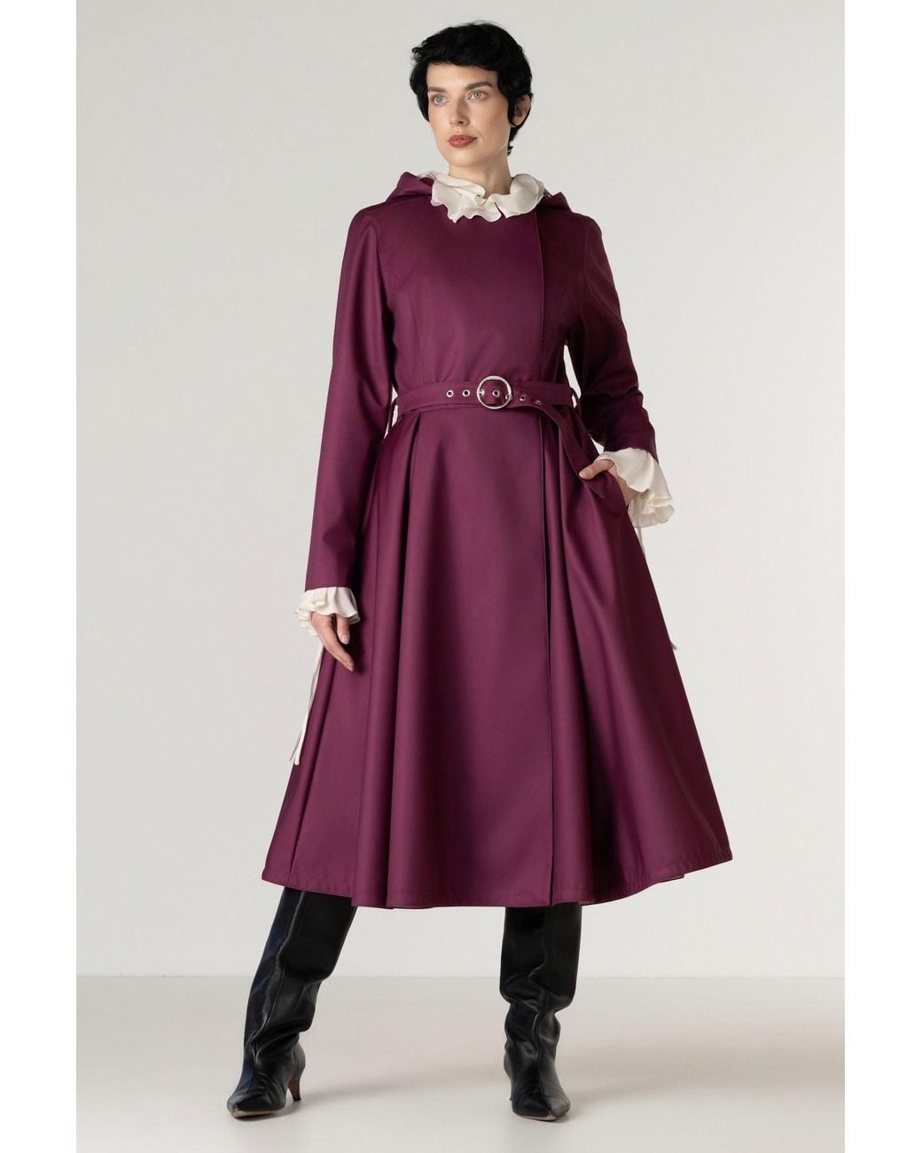 RainSisters Purple Double Breasted Trench Coat