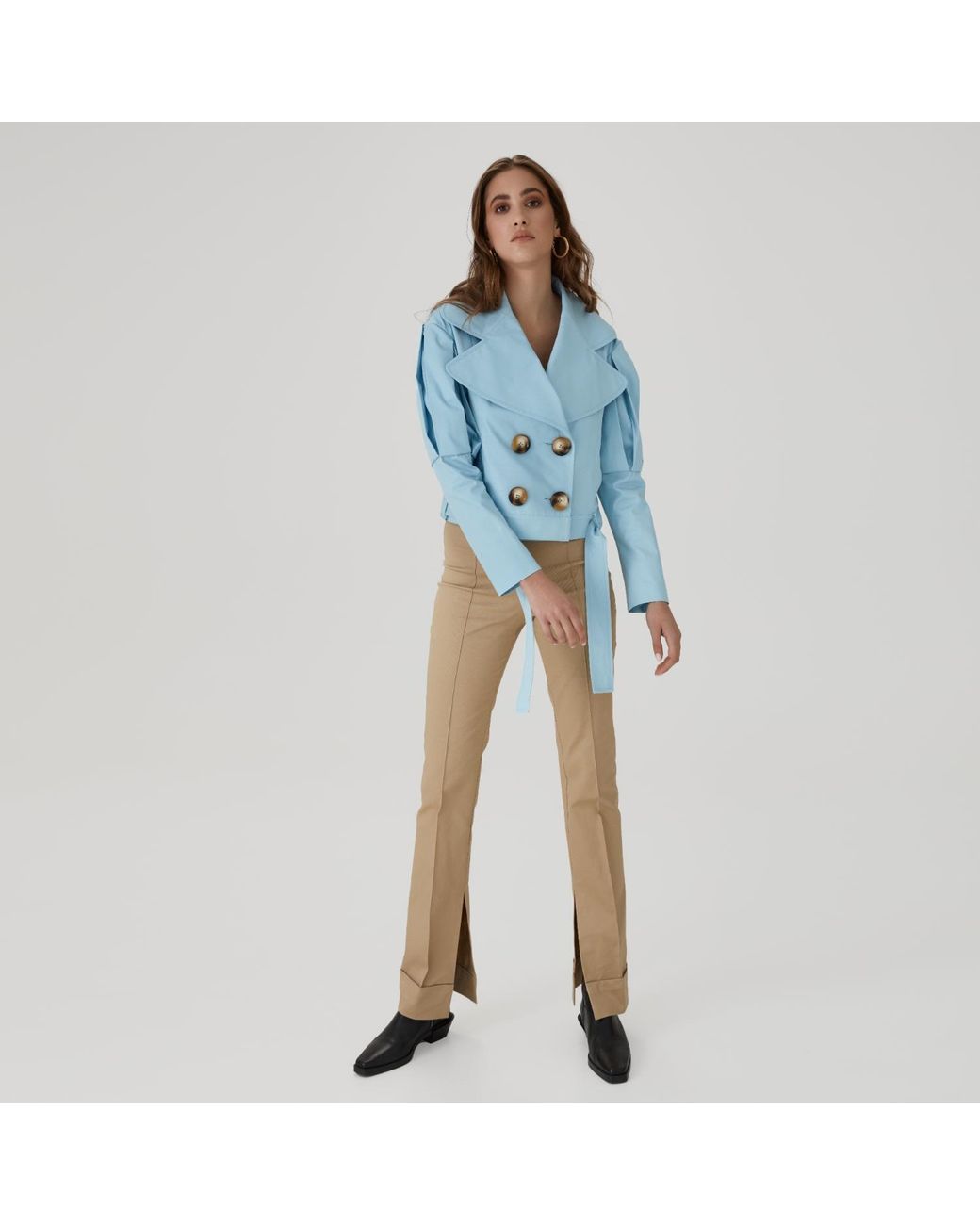 Lita Couture Blue Statement Jacket With Oversized Lapels
