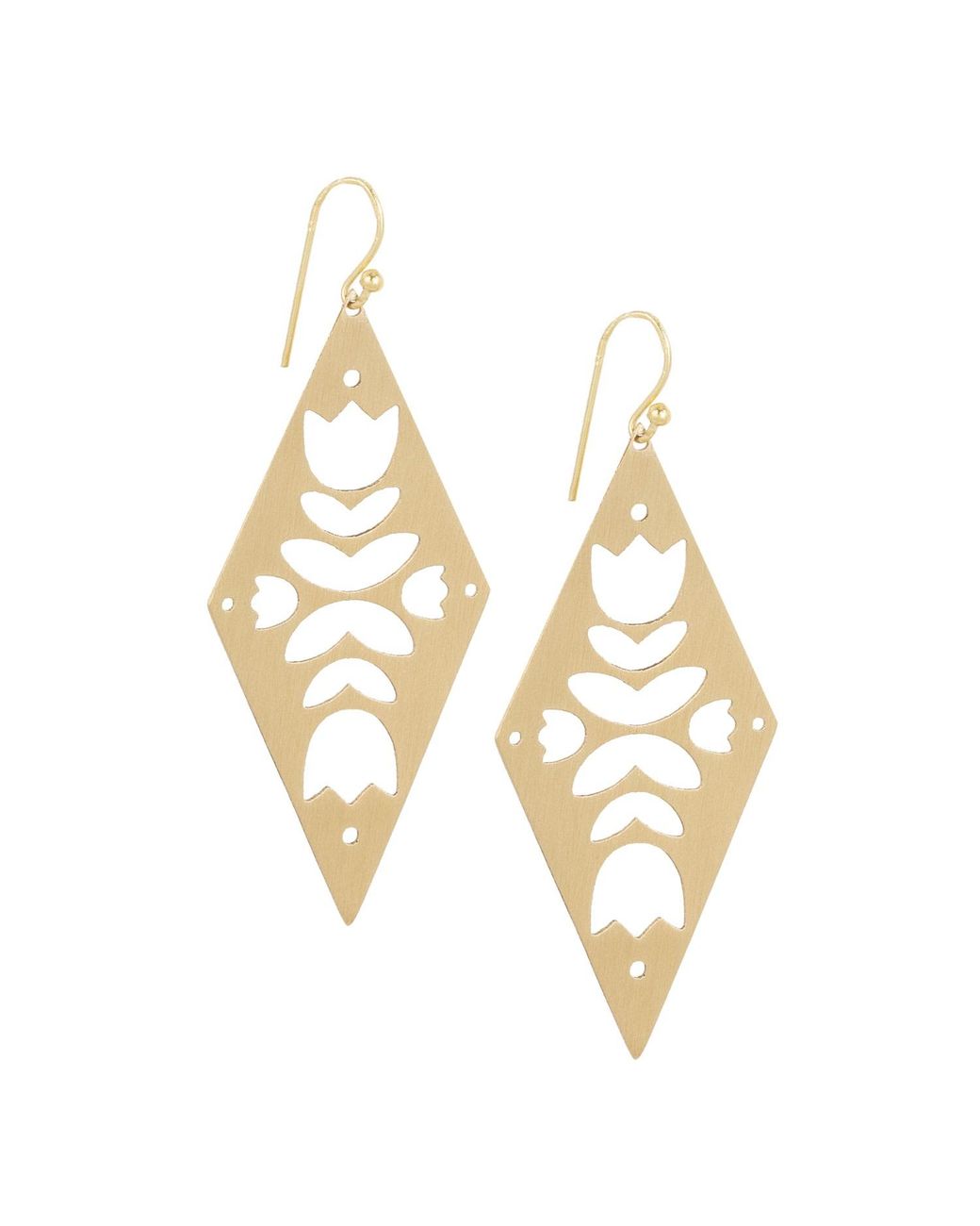 Saachi Metallic Diamond Drop Open Brass Earrings