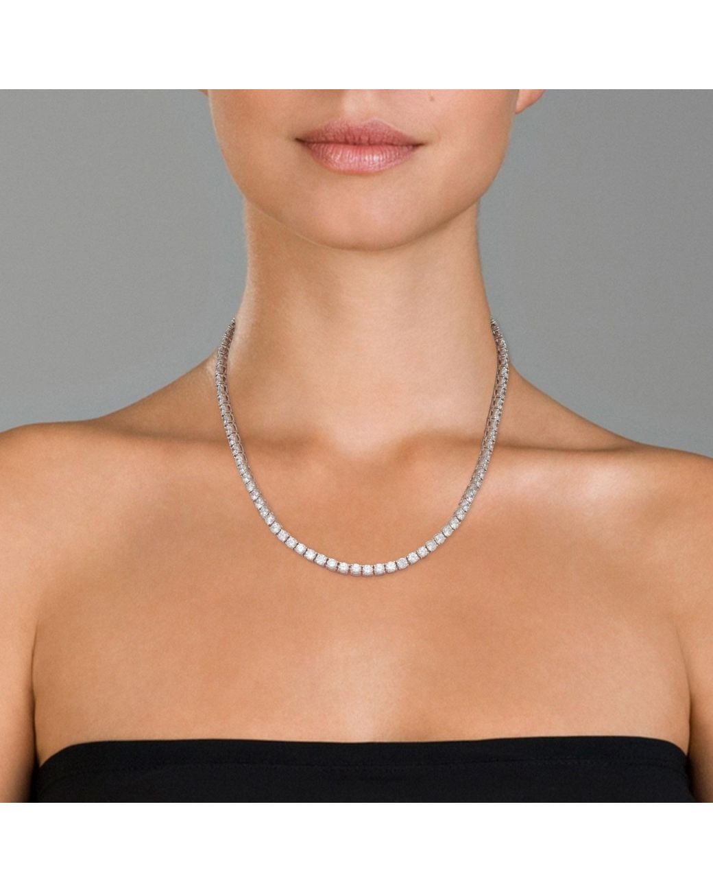 Genevive Jewelry Metallic Rachel Glauber Plated Clear Round Cubic Zirconia Tennis Necklace