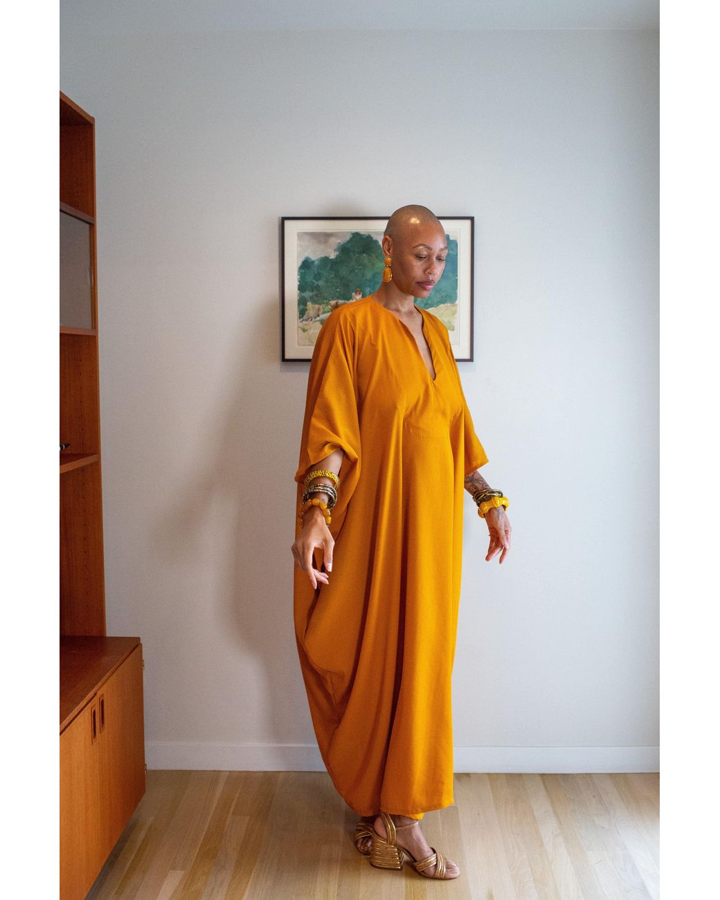 Jennafer Grace Yellow Talitha Cinched Waist Caftan