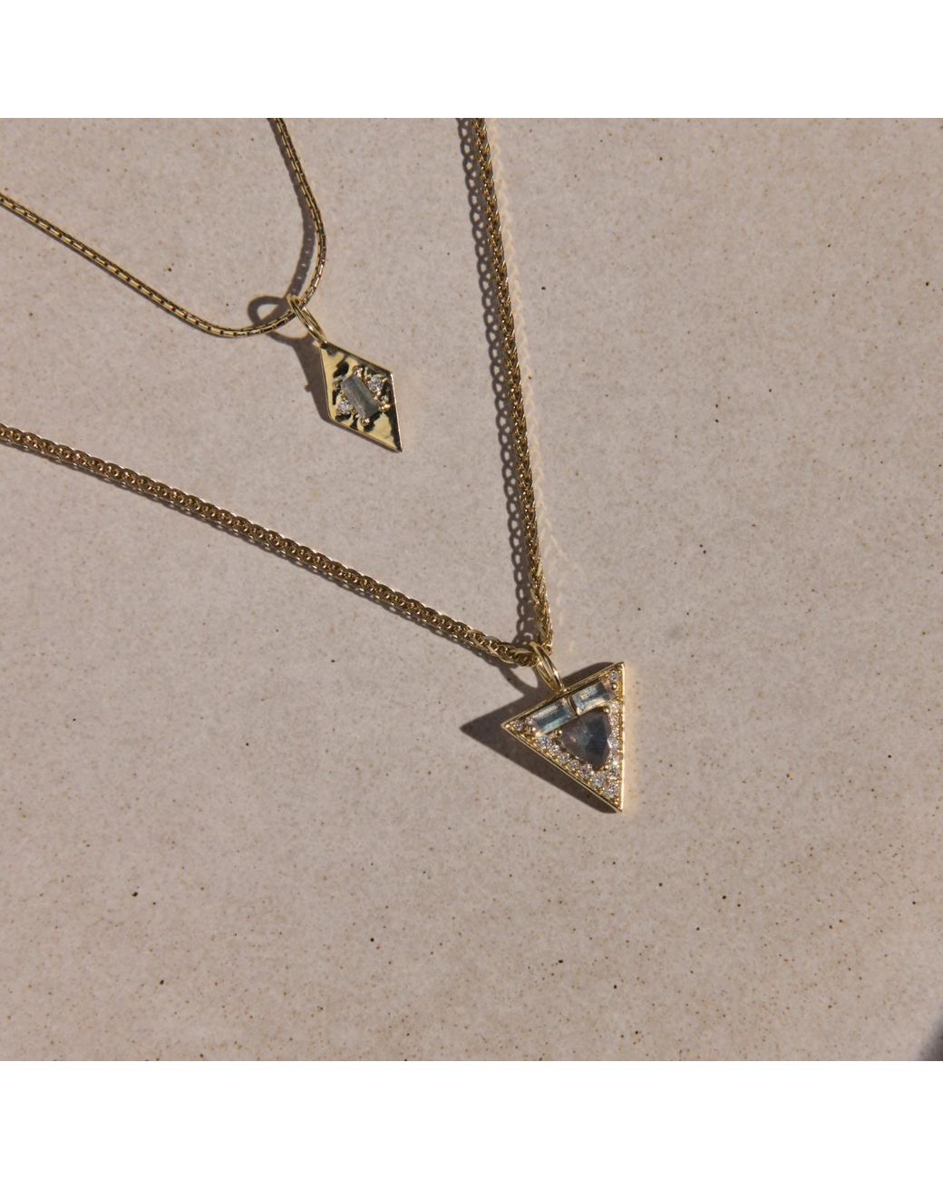Zohreh White Limited Edition Diamond & Labradorite Triangle Pendant 9K