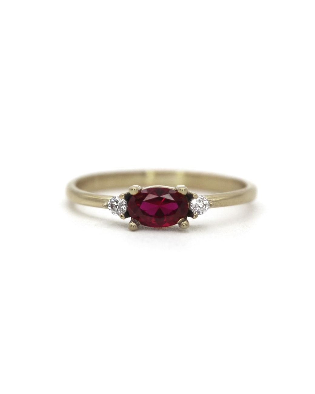 VicStoneNYC Fine Jewelry White Natural Oval Ruby And Diamond Ring