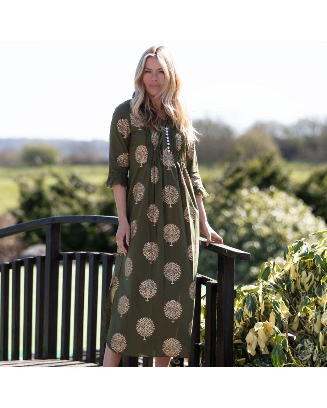 At Last Green Cotton Annabel Maxi Dress