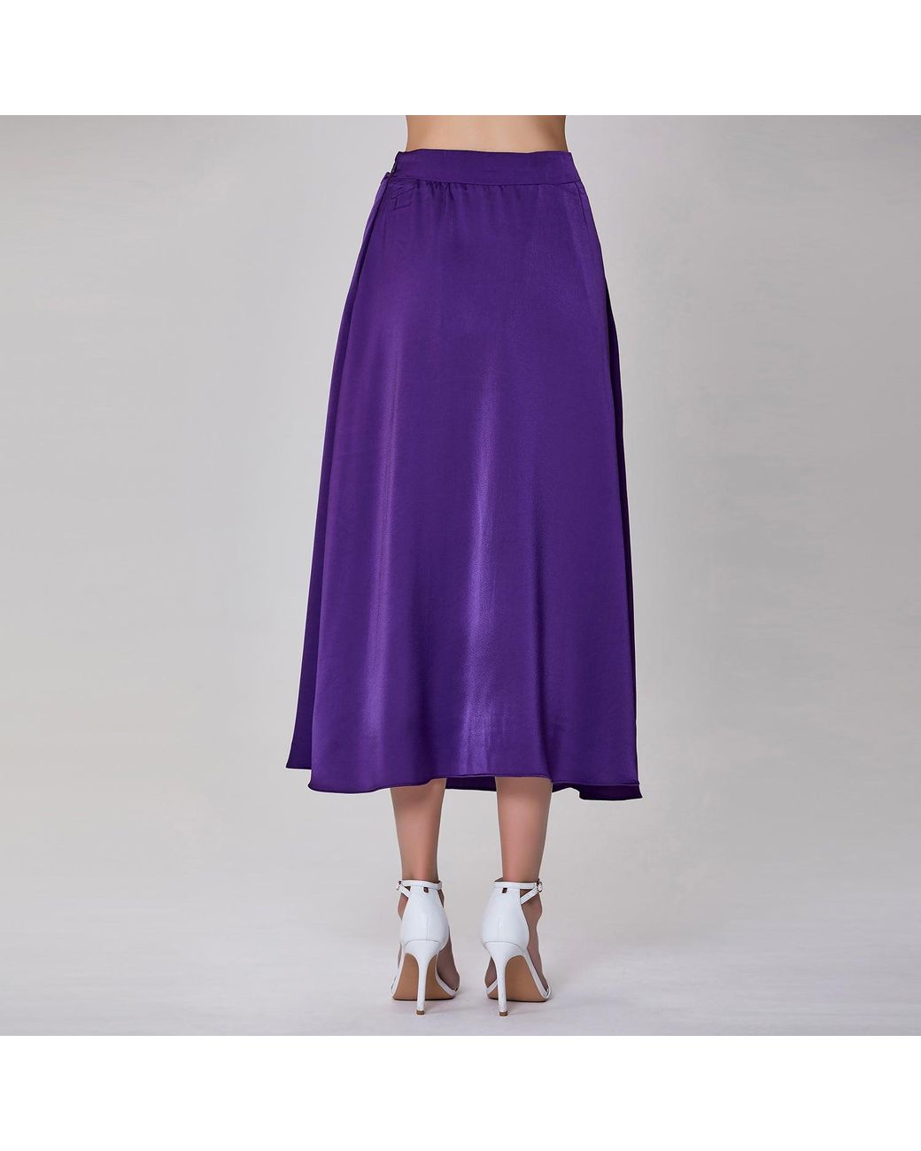 Smart and Joy Purple Wide Belt Flared Skirt