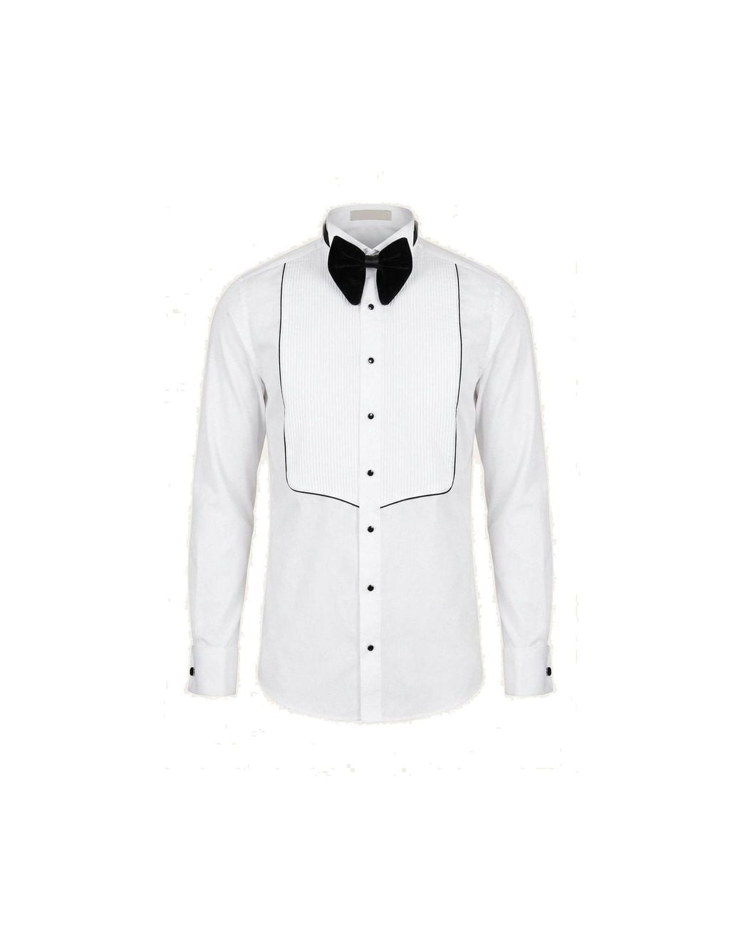 Ron Tomson White Pure Cotton Pleated Wing Tip Collar Shirt for men