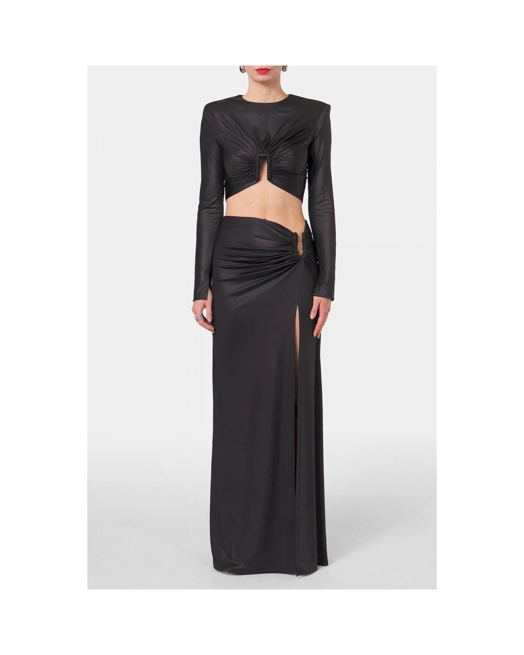 AGGI by HALEWSKI Black Meg Pearl Crop Top